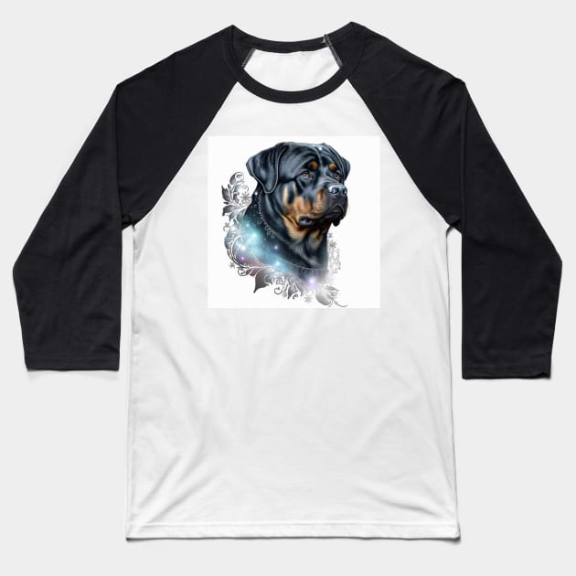 Glamorous Rottweiler Baseball T-Shirt by Enchanted Reverie